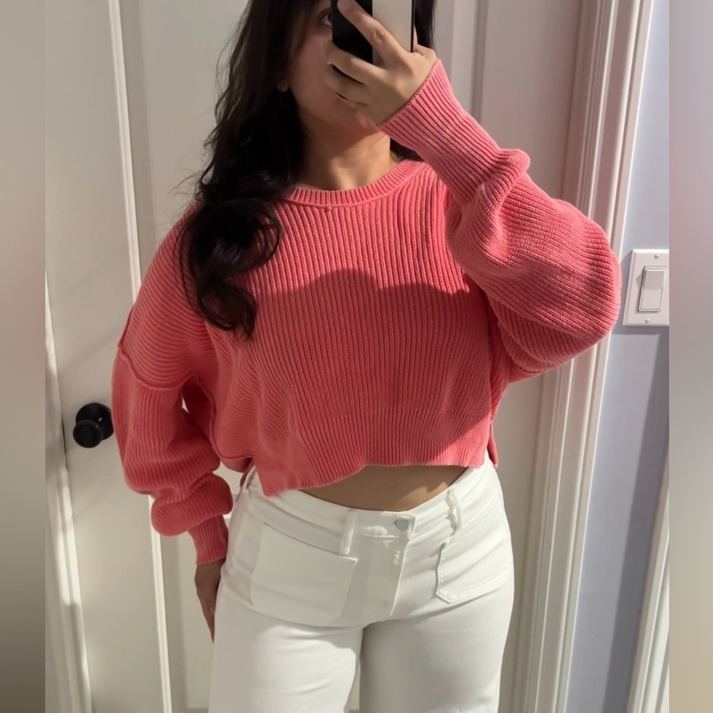 Aerie 100% Cotton Pink Sweater, Size: S